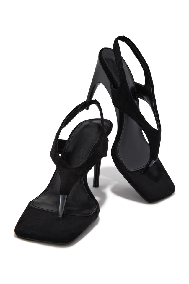 Load image into Gallery viewer, Sami Slingback Thong Strap Heels - Black

