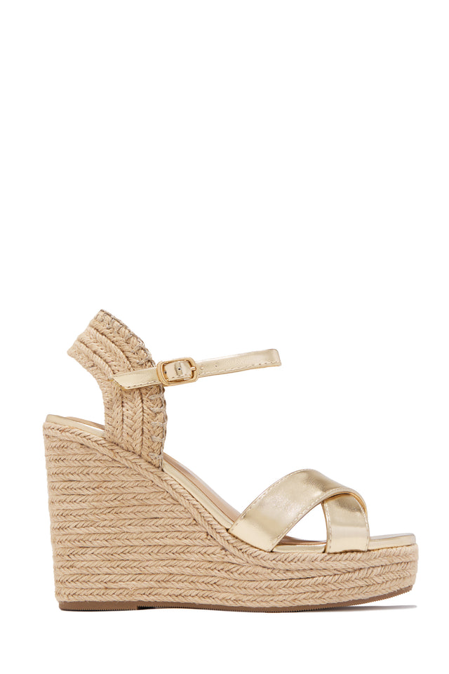 Load image into Gallery viewer, Sol Caliente Espadrille Wedges - Gold
