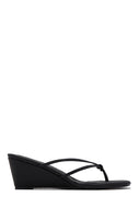 Mimosa Thong Strap Single Sole Wedges - Black