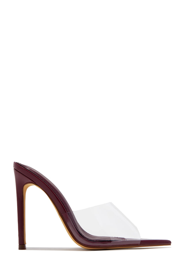 Load image into Gallery viewer, Ionic Clear Strap High Heel Mules - Wine
