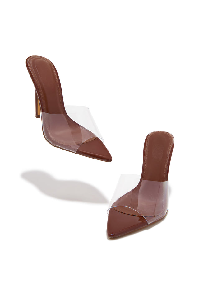 Load image into Gallery viewer, Ionic Clear Strap High Heel Mules - Brown
