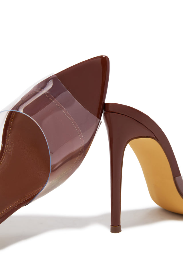 Load image into Gallery viewer, Ionic Clear Strap High Heel Mules - Brown
