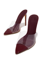 Load image into Gallery viewer, Ionic Clear Strap High Heel Mules - Wine
