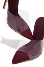 Load image into Gallery viewer, Ionic Clear Strap High Heel Mules - Wine

