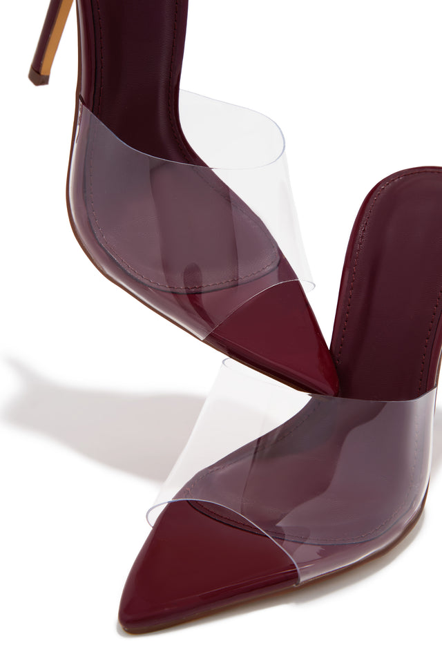 Load image into Gallery viewer, Ionic Clear Strap High Heel Mules - Wine
