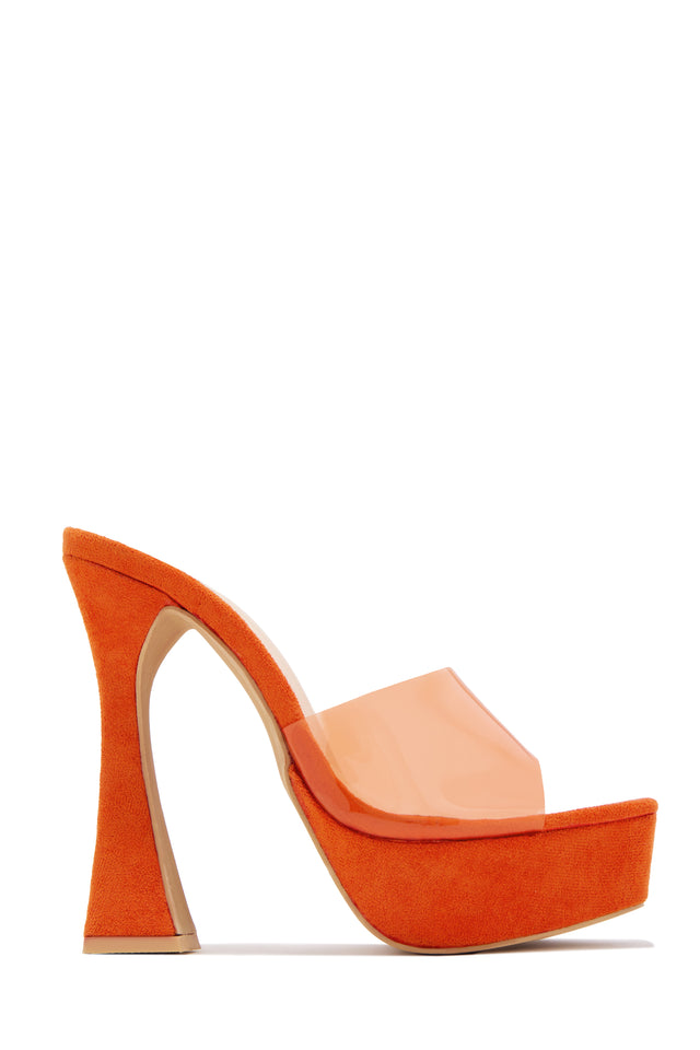 Load image into Gallery viewer, Pamela Statement Platform Mule Heels – Orange
