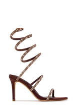 Load image into Gallery viewer, Sushmita Embellished Around The Ankle Coil Heels - Brown
