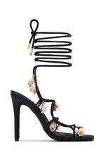 Load image into Gallery viewer, Isla Shell Charm Strappy Heels - Black
