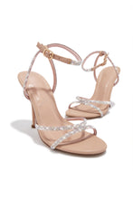 Load image into Gallery viewer, Luxury Rhinestone Strappy Stiletto Heels - Nude
