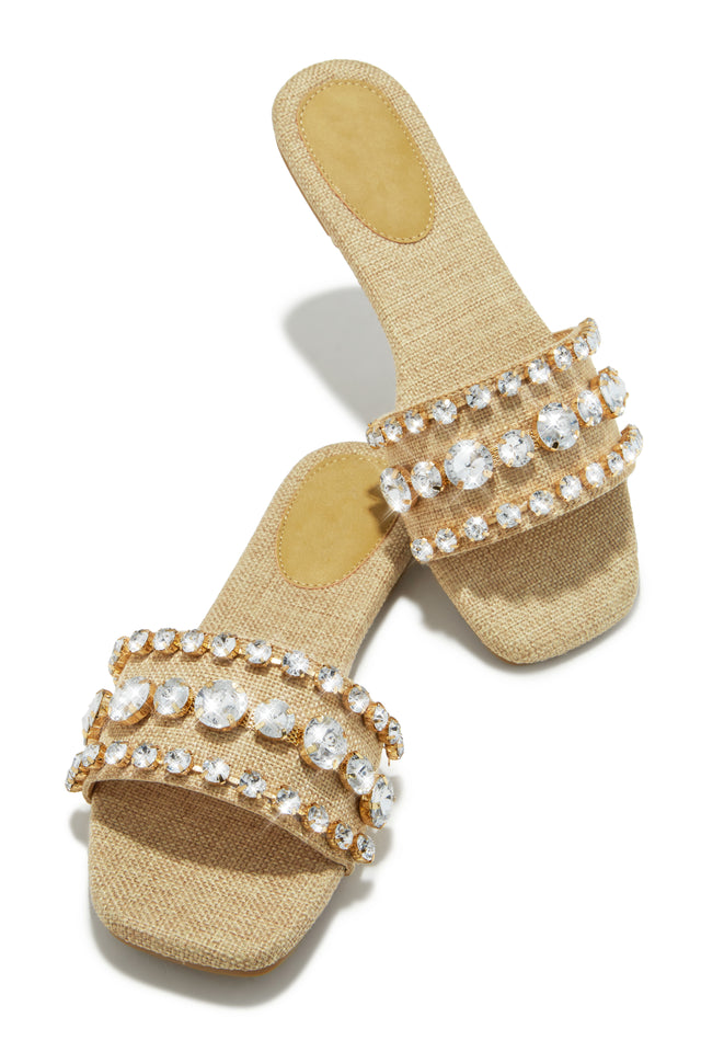 Load image into Gallery viewer, Luxe Paradise Embellished Slip On Sandals - Natural
