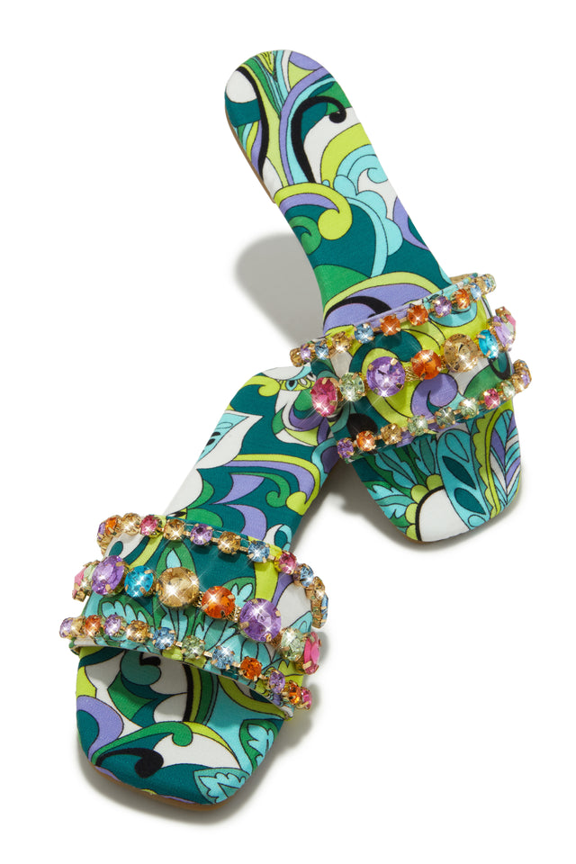 Load image into Gallery viewer, Luxe Paradise Embellished Slip On Sandals - Green
