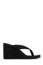 Load image into Gallery viewer, Veronica Slip On Thong Wedges - Black
