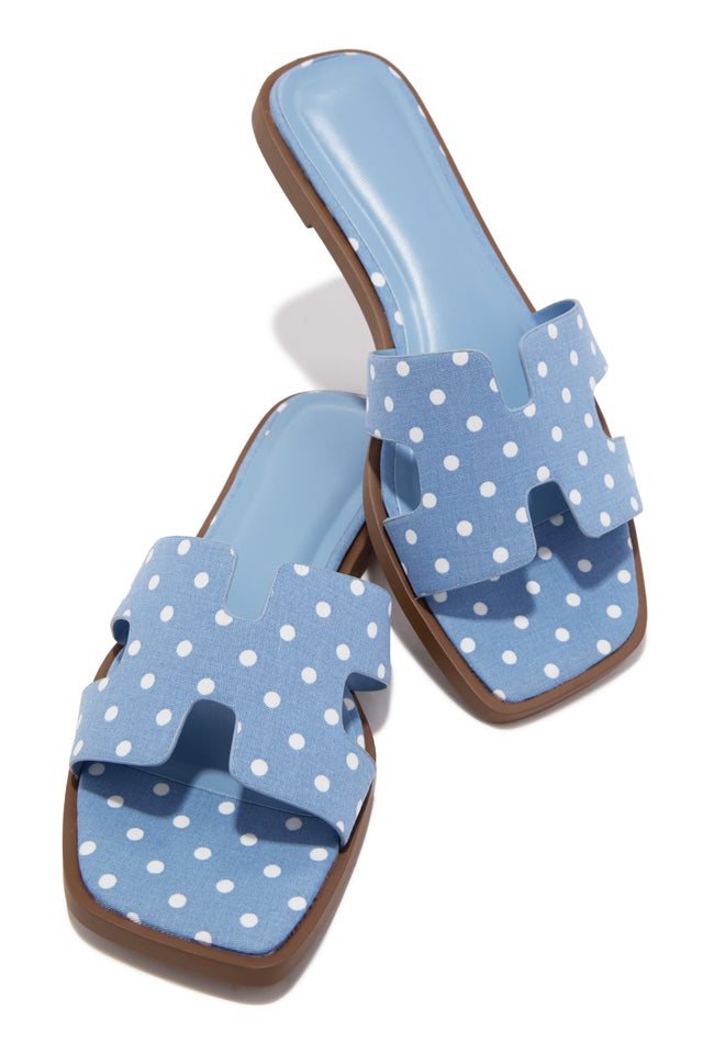 Load image into Gallery viewer, Lori Polka Dot Slip On Flat  Sandals - Blue

