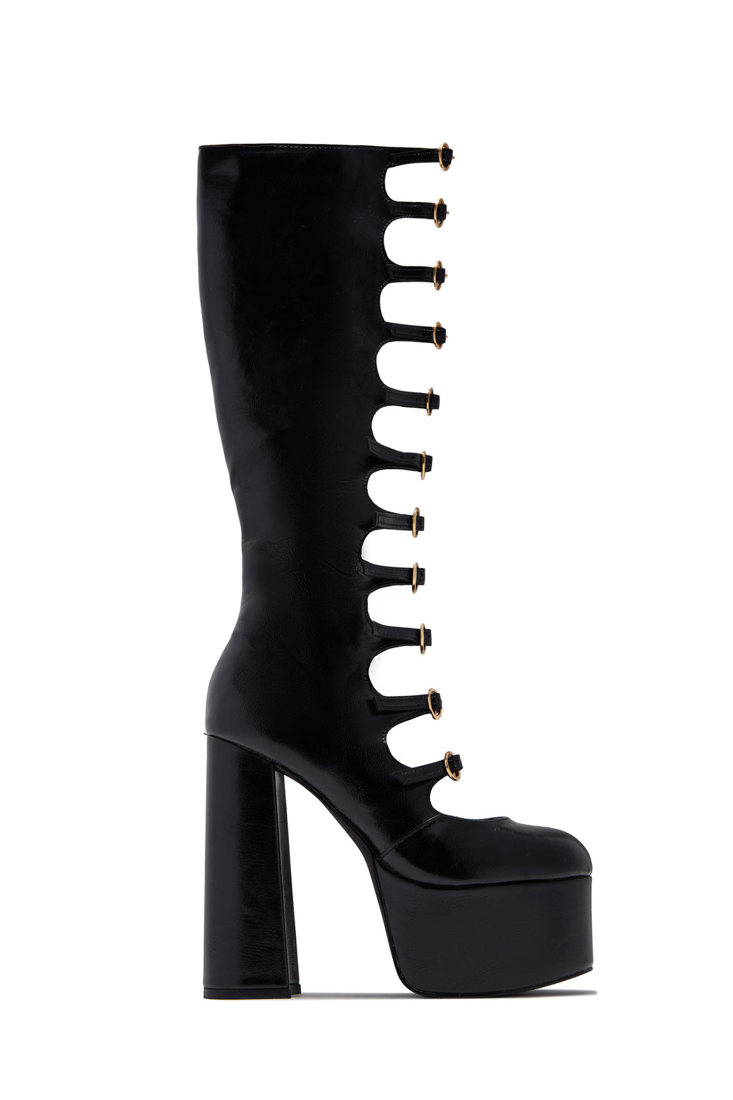 Daliah Platform Block Heel Boots - Black