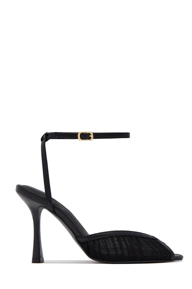 Load image into Gallery viewer, Juliette Mesh Ankle Strap Heels - Black
