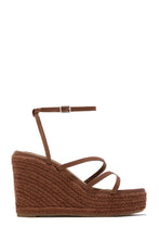 Load image into Gallery viewer, Lorena Strappy Espadrille Wedges - Brown
