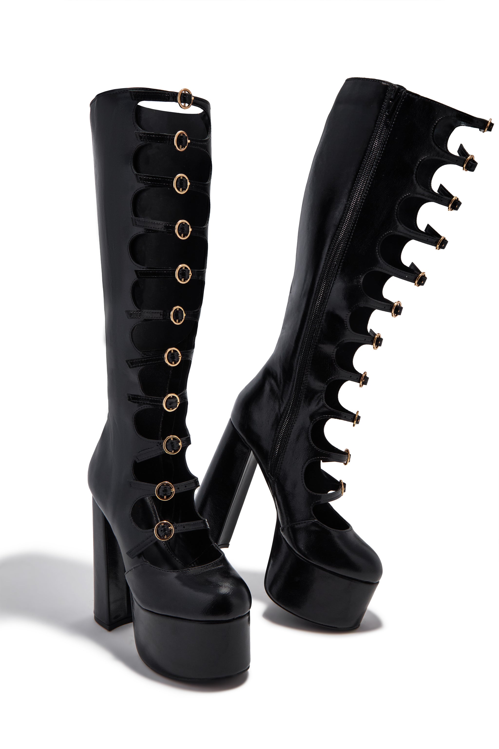 ★PAULS BOUTIQUE★ XYLA [BLACK] Black leather heel sandal