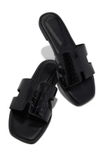 Load image into Gallery viewer, Elara Flat Slip On Sandals - Black Croc
