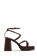 Load image into Gallery viewer, Kaylie Strappy Platform Block Heels - Brown
