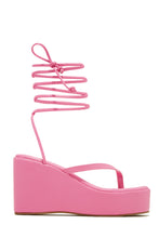 Load image into Gallery viewer, Barbie Pink Lace-Up Platform Sandal

