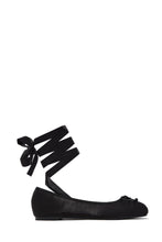 Load image into Gallery viewer, Arianna Bow Ankle Wrap Ballet Flats - Black
