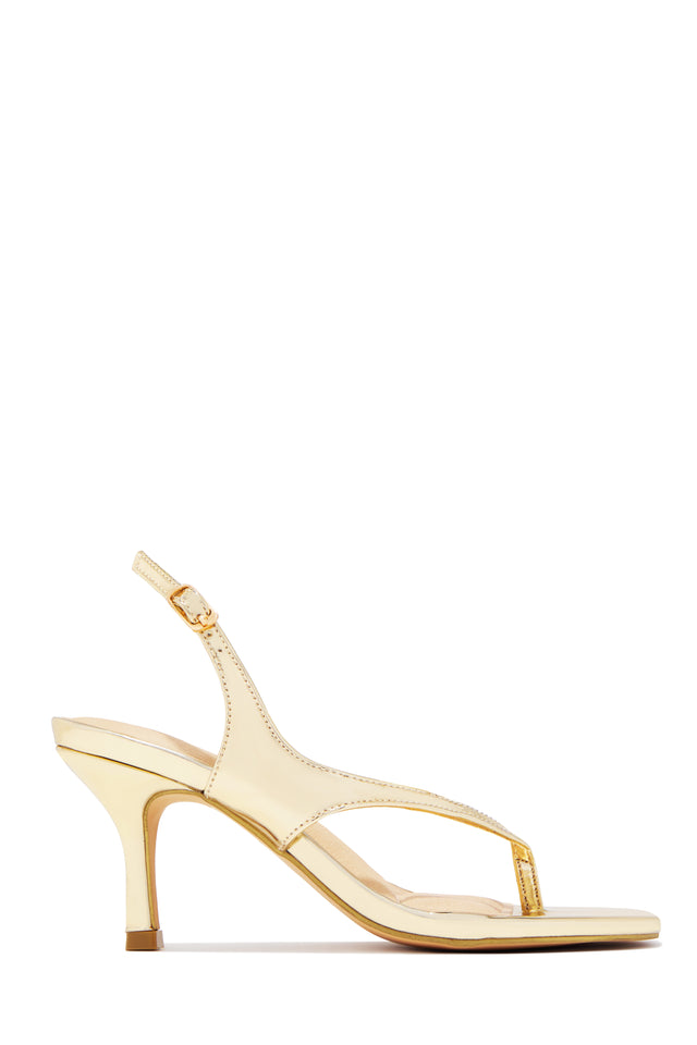 Load image into Gallery viewer, Alondra Slingback Thong Heels - Gold
