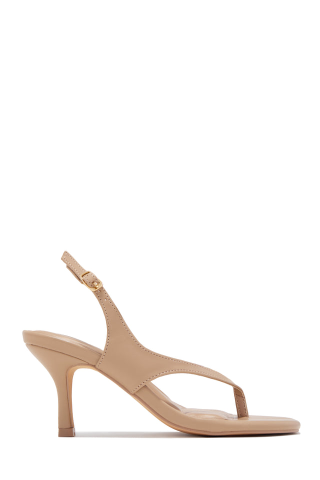Load image into Gallery viewer, Alondra Slingback Thong Heels - Nude
