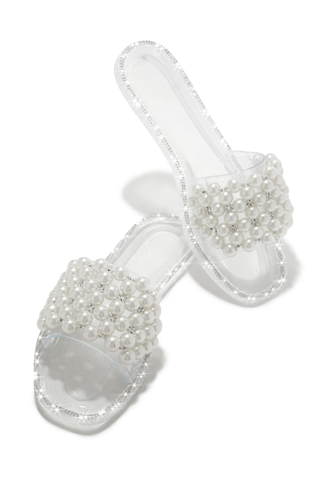 Miss Lola Playa Linda Black Embellished Jelly Slip On Sandals MISS LOLA