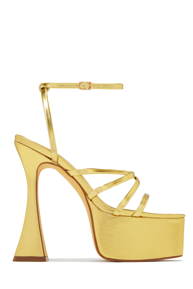 Load image into Gallery viewer, Gold Tone Platform High Heels
