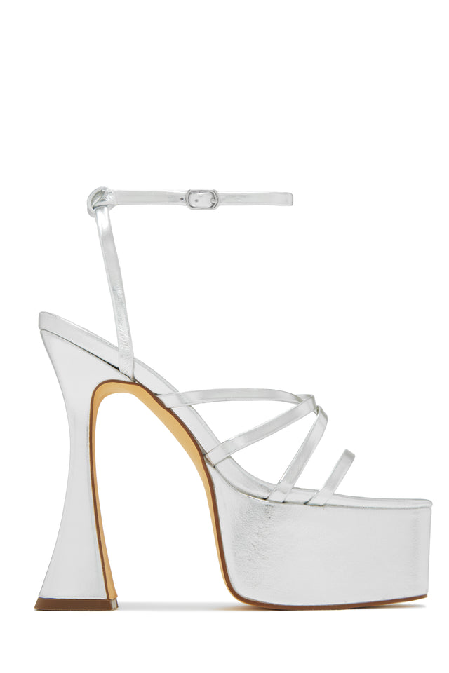 Load image into Gallery viewer, Silver Tone Platform High Heel 
