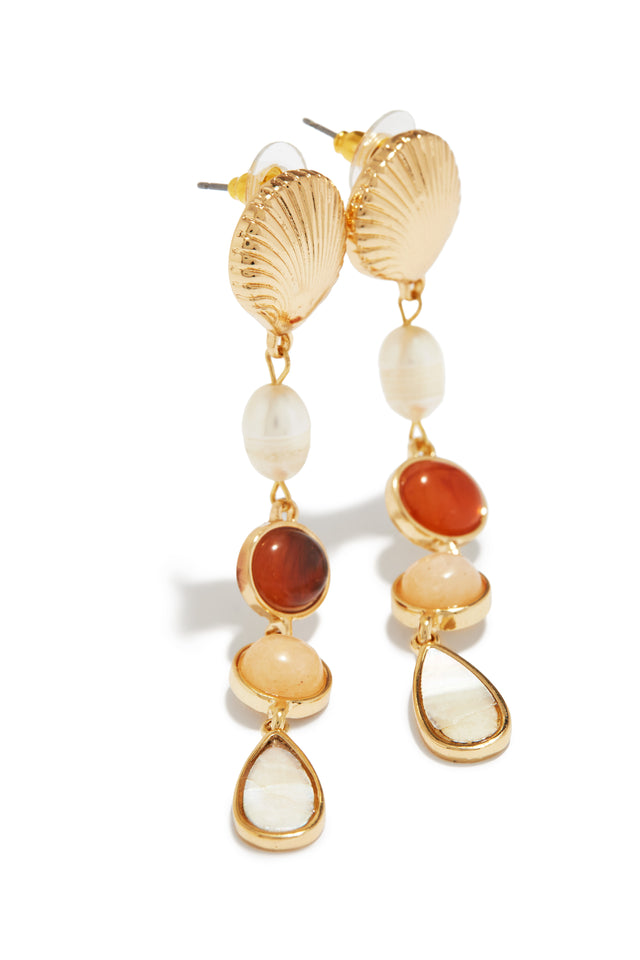 Load image into Gallery viewer, Isla Paraiso Multi Stone Dangle Earring - Peach Multi
