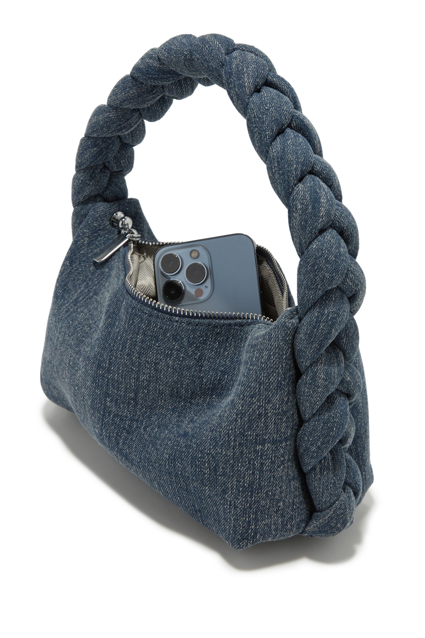 DENIM BLUE LEATHER HANDBAG – Le Obsession Boutique