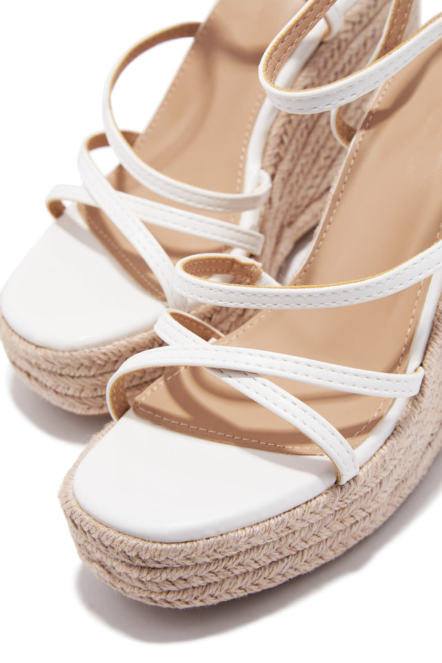 Load image into Gallery viewer, Lorena Strappy Espadrille Wedges - White
