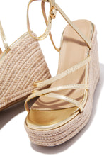 Load image into Gallery viewer, Lorena Strappy Espadrille Wedges - Gold
