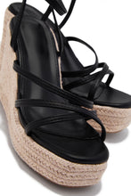 Load image into Gallery viewer, Lorena Strappy Espadrille Wedges - Black
