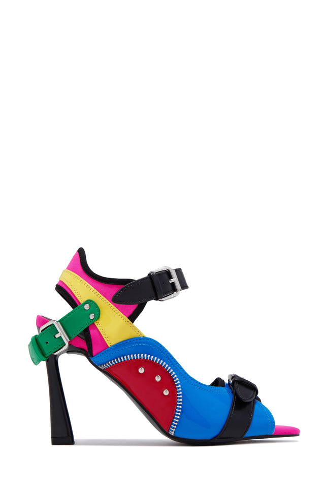 Load image into Gallery viewer, Kassie Colorblock Buckle Heels - Multi
