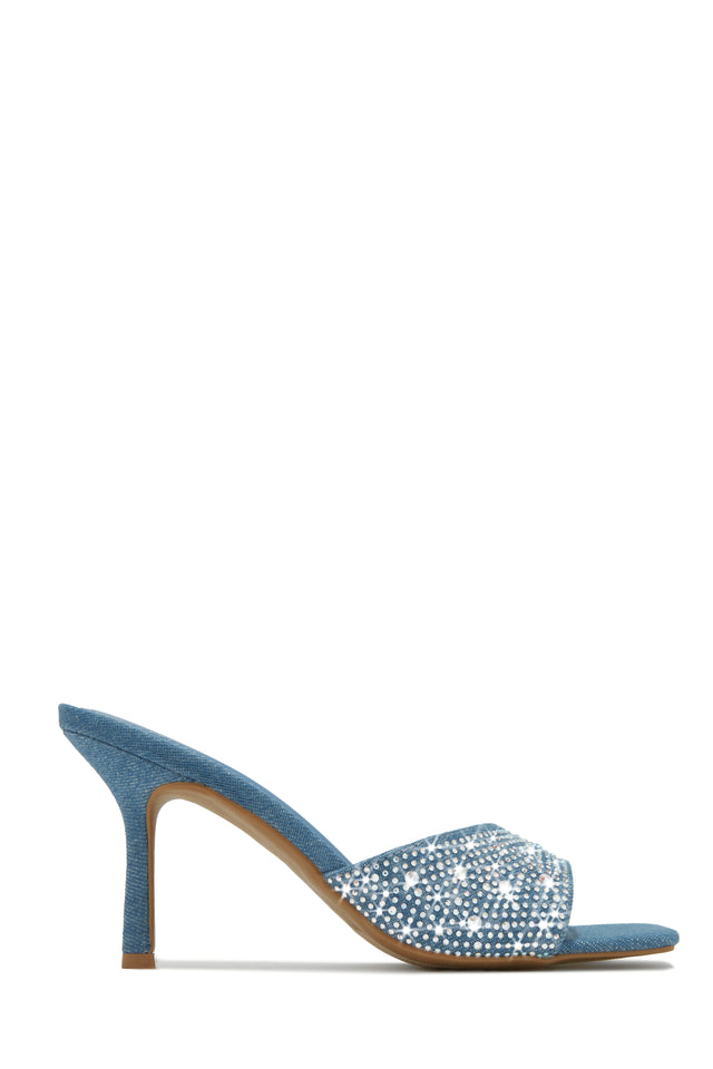 Load image into Gallery viewer, Denim Tone High Heel Mules
