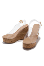 Load image into Gallery viewer, Daphney Cork Platform Wedges - Clear
