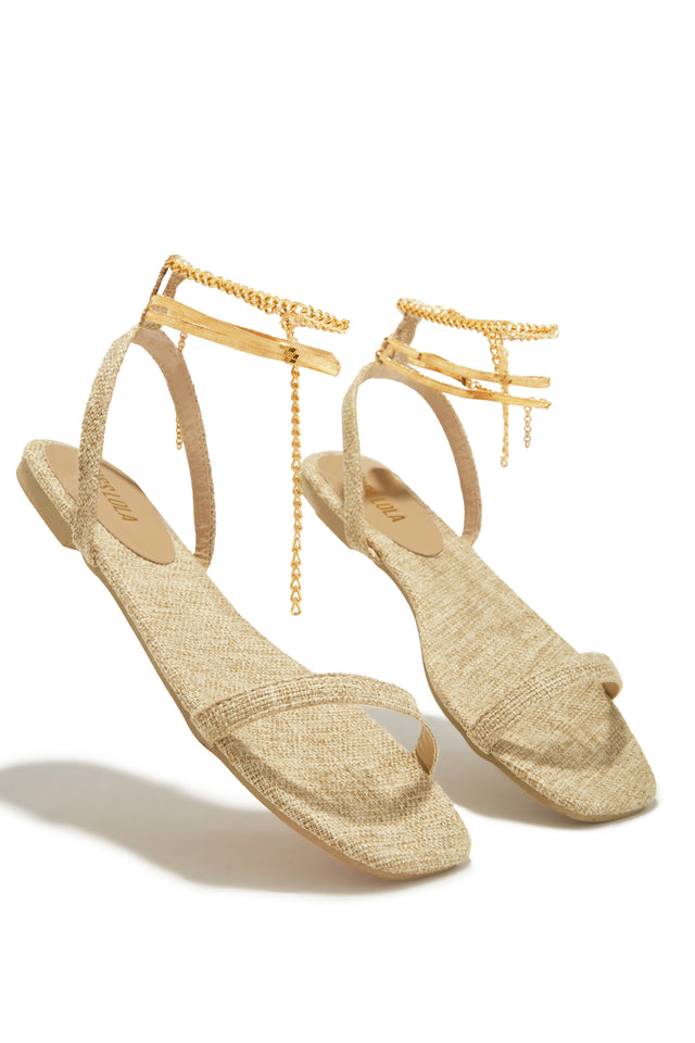 Load image into Gallery viewer, Perfect Affair Gold Chain Sandals - Natural
