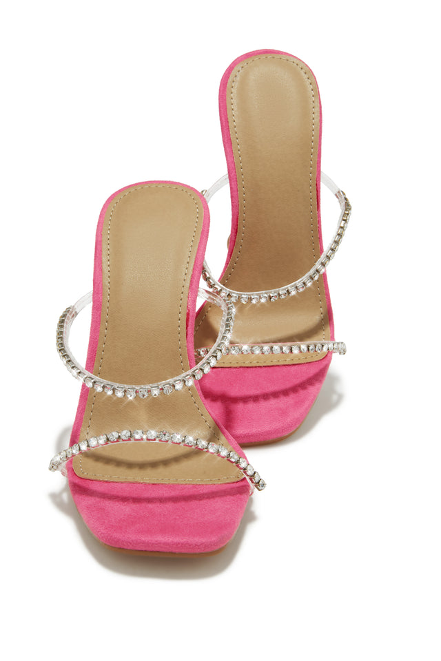 Load image into Gallery viewer, Pink Rhinestone Slip On Heels
