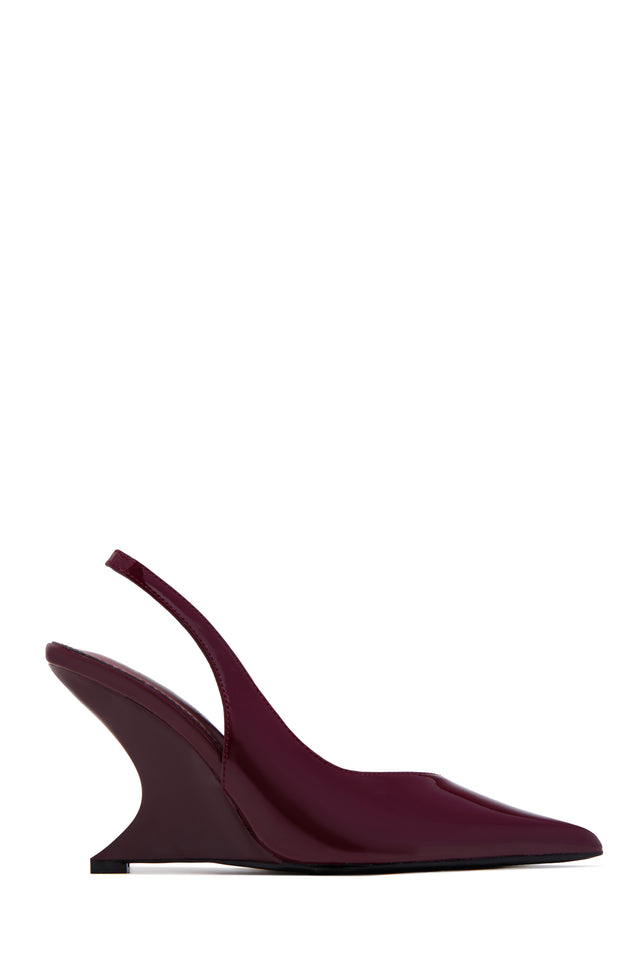 Load image into Gallery viewer, Kayla Wedge Slingback Heels - Wine
