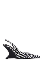 Load image into Gallery viewer, Kayla Wedge Slingback Heels - Zebra
