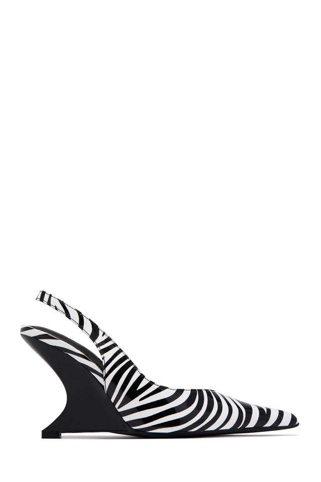 Load image into Gallery viewer, Kayla Wedge Slingback Heels - Zebra
