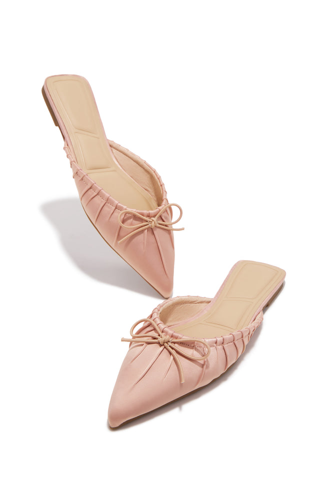 Load image into Gallery viewer, Darla Ruched Bow Pointed Toe Flat Mules - Pink
