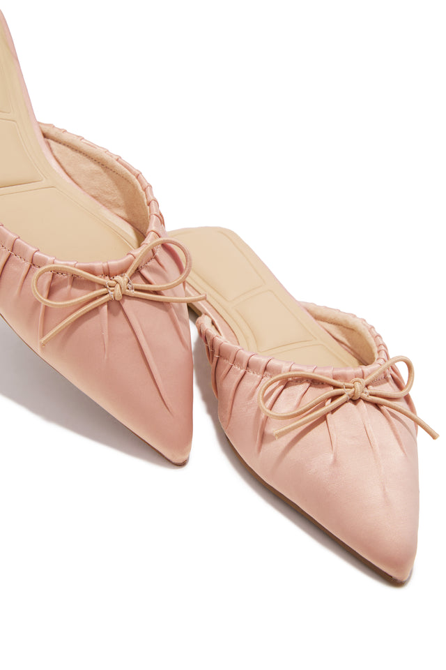 Load image into Gallery viewer, Darla Ruched Bow Pointed Toe Flat Mules - Pink
