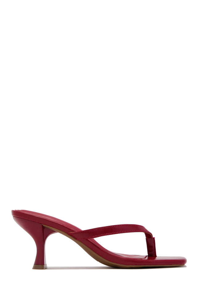 Load image into Gallery viewer, Angie Square Toe Thong Heel Mules - Red
