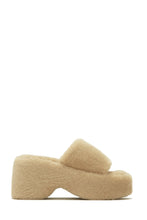 Load image into Gallery viewer, Faux Fur Beige Sandals
