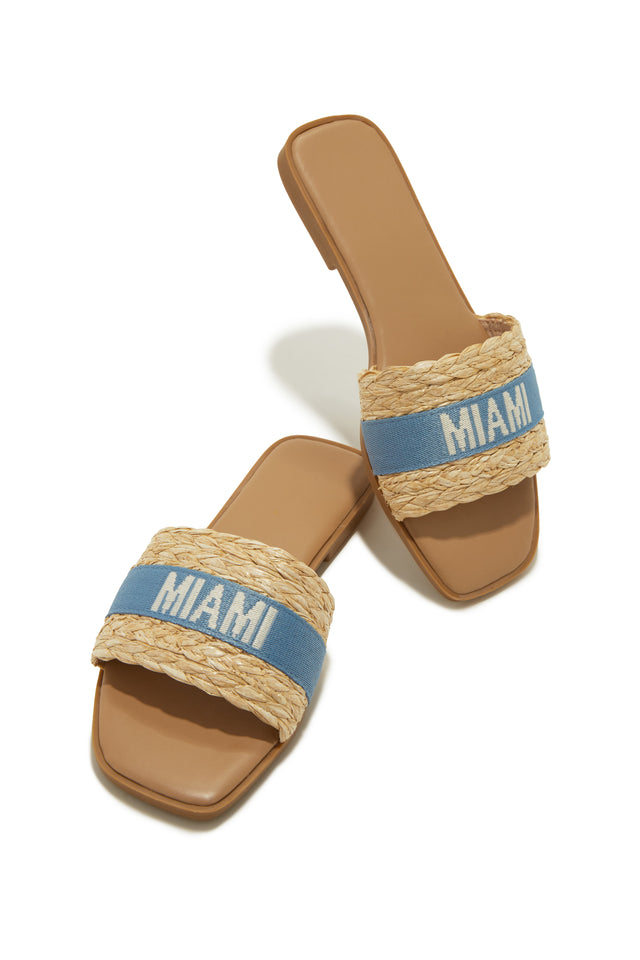 Load image into Gallery viewer, Blue Miami Lettering Sandals
