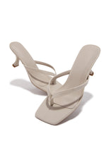 Load image into Gallery viewer, Angie Square Toe Thong Heel Mules - Bone
