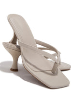 Load image into Gallery viewer, Angie Square Toe Thong Heel Mules - Bone
